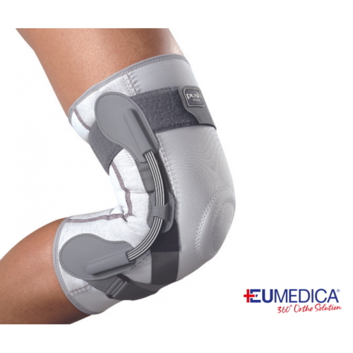 Ginocchiera Push Med Eumedica - Misura 1: snodi a balestra per la naturale flesso-estensione. Indicata per artrosi/artrite con sinovite, instabilità articolare, chirurgia legamentosa.