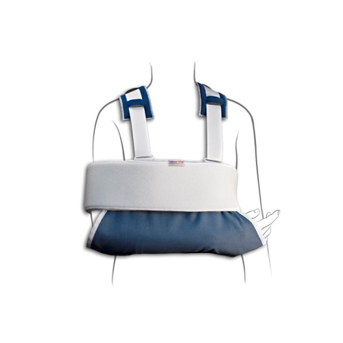 NOLUX Tenortho: Immobilizzatore di spalla. Tessuto in cotone al 100%. Tiranti regolabili in lunghezza. Regolazione a mezzo velcro. Fascia in accoppiato con chiusura a velcro per stabilizzazione finale. Imbottiture per tiranti spalle in morbido accoppiato.