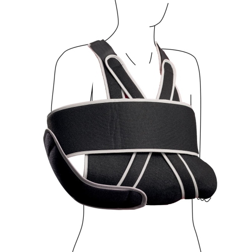 NOLUX III Tenortho: Immobilizzatore di spalla. Tiranti regolabili in lunghezza mediante Velcro®. Sacca in tessuto accoppiato per fissaggio tiranti ed una maggiore stabilità dell’articolazione. Fascia per stabilizzazione finale con chiusura a Velcro®.