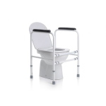 Sostegno per WC in acciaio verniciato, regolabile in altezza e larghezza, Serie Onda. Portata max 136 kg, regolabile in larghezza e altezza, braccioli imbottiti, struttura in alluminio verniciato.