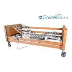 Letto degenza elettrico 3 snodi elevabile Trendelemburg - Gardenia 2.0 (rete a doghe in acciaio), 3 snodi, portata max 135 kg, alzatesta e alzagambe regolabili elettricamente, angolo massimo alzatesta 70°, alzagambe 30°.