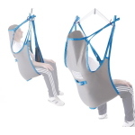 Imbracatura standard in tela, con poggiatesta, taglia S, portata max 250 kg, tessuto poliestere in tela, indicato per utilizzo con sollevatori e verticalizzatori compatibili, per il trasferimento assistito di persone con ridotta autonomia motoria.