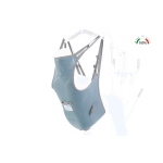 Imbracatura per sollevamalati Modello Standard con poggiatesta - Made in Italy, portata max 200 kg, indicato per utilizzo con sollevatori e verticalizzatori compatibili, per il trasferimento assistito di persone con ridotta autonomia motoria.