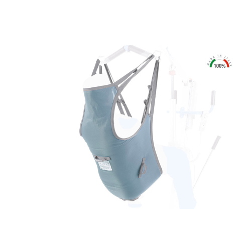 Imbracatura per sollevamalati Modello Standard con poggiatesta - Made in Italy, portata max 200 kg, indicato per utilizzo con sollevatori e verticalizzatori compatibili, per il trasferimento assistito di persone con ridotta autonomia motoria.