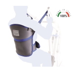 Imbracatura per verticalizzatore Modello Dorsale, indicato per utilizzo con sollevatori e verticalizzatori compatibili, per il trasferimento assistito di persone con ridotta autonomia motoria.