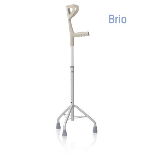 Tripode con appoggio antibrachiale - Brio, portata max 100 kg, confezione da 4 pezzi, struttura interamente realizzata in alluminio anodizzato, puntali antiscivolo in gomma morbida, altezza regolabile.