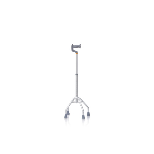 Quadripode con manico aperto, impugnatura anatomica - Brio, portata max 130 kg, confezione da 4 pezzi, struttura interamente realizzata in alluminio anodizzato, puntali antiscivolo in gomma morbida, altezza regolabile.