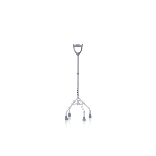 Quadripode con manico chiuso, impugnatura anatomica - Brio, portata max 130 kg, confezione da 4 pezzi, struttura interamente realizzata in alluminio anodizzato, puntali antiscivolo in gomma morbida, altezza regolabile.