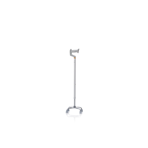 Quadripode base stretta con appoggio antibrachiale - Brio, portata max 130 kg, confezione da 4 pezzi, struttura interamente realizzata in alluminio anodizzato (versione rinforzata in acciaio), puntali antiscivolo in gomma morbida, altezza regolabile.
