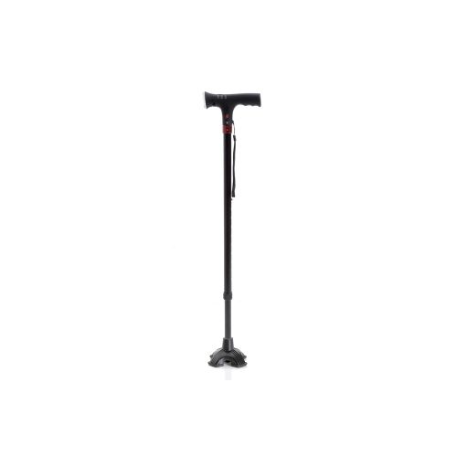 Bastone in alluminio con luce di cortesia e avviso acustico - Brio, portata max 100 kg, luce LED fissa o intermittente, pulsante allarme acustico, testa regolabile in 3 inclinazioni, impugnatura ergonomica in ABS e policarbonato.