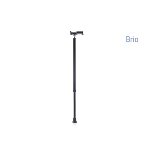 Bastone in alluminio anodizzato, manico a T, colore Midnight - Brio, portata max 110 kg, manico a T con impugnatura in gomma morbida, indicato per persone con lieve instabilità nella deambulazione che necessitano di un punto di appoggio supplementare.