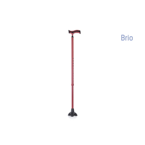 Bastone in alluminio anodizzato, puntale base larga, colore Midnight - Brio, portata max 110 kg, manico a T con impugnatura in gomma morbida, puntale con base larga.