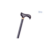 Bastone in alluminio anodizzato, manico a T in legno, portata max 110 kg, puntali antiscivolo, indicato per persone con lieve instabilità nella deambulazione che necessitano di un punto di appoggio supplementare.