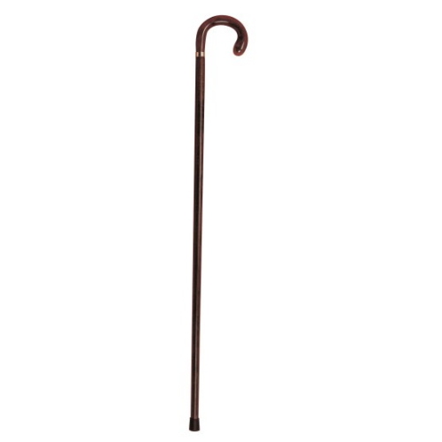 Bastone in legno di faggio, manico curvo, Donna - Brio, portata max 90 kg, manico curvo in metacrilato con anello in metallo, indicato per persone con lieve instabilità nella deambulazione che necessitano di un punto di appoggio supplementare.