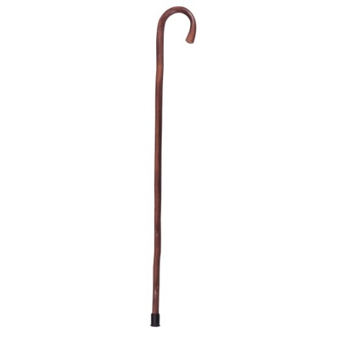 Bastone in legno di castagno naturale, manico curvo, Uomo - Brio, portata max 90 kg, manico curvo in legno, indicato per persone con lieve instabilità nella deambulazione che necessitano di un punto di appoggio supplementare.