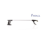 Pinza prensile in alluminio anodizzato, lunghezza 67 cm, testa orientabile in più posizioni con gancio per raggiungere abiti o altri oggetti e un piccolo magnete per attrarre oggetti metallici, portata massima 2 kg.