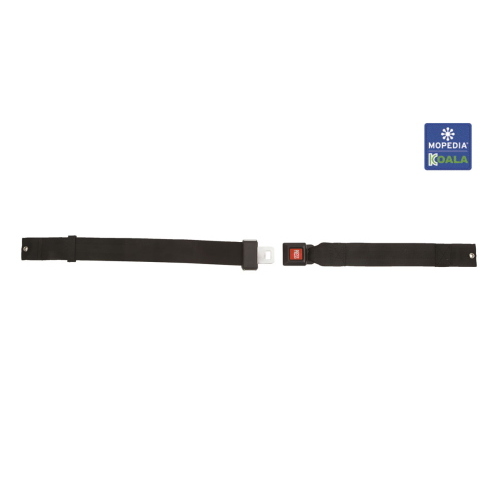 Cintura di sicurezza con chiusura tipo auto, nastro in nylon resistente, lunghezza regolabile 80-123 cm, per carrozzine e sedie comode, chiusura di sicurezza tipo auto, lunghezza regolabile 80&divide;123 cm, nastro in 100% nylon.