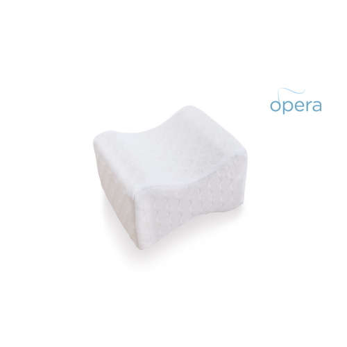 Cuscino gambe-ginocchia in memory foam, L 24,5x20x15/9 cm, rivestimento in poliestere sfoderabile e lavabile, forma sagomata per gambe e ginocchia, dimensioni: L 24,5 x P 20 x H 15/9 cm, rivestimento sfoderabile, interno in memory foam.