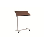 Tavolino da letto un piano inclinabile su ruote, colore Marrone, altezza regolabile 78-110 cm tramite leva, struttura in acciaio verniciato su ruote, colore: Marrone, altezza regolabile: 78&ndash;110 cm, dimensioni piano: L 80 x P 38,5 cm.