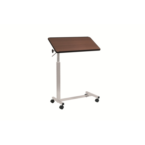 Tavolino da letto un piano inclinabile su ruote, colore Marrone, altezza regolabile 78-110 cm tramite leva, struttura in acciaio verniciato su ruote, colore: Marrone, altezza regolabile: 78&ndash;110 cm, dimensioni piano: L 80 x P 38,5 cm.