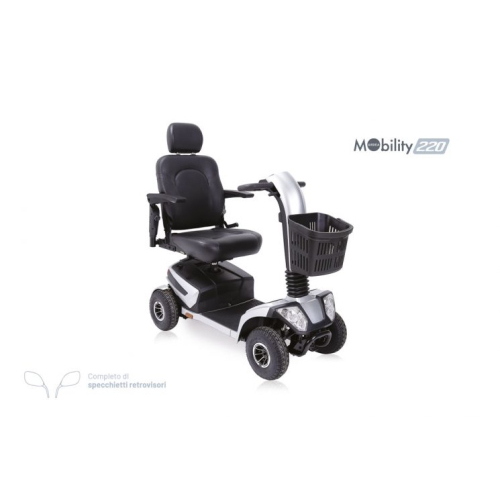 Scooter elettrico smontabile pieghevole, seduta L 46 x P 41 cm. Motore 600W, velocità max 10 km/h, autonomia oltre 34 km, portata max 158 kg, sedile girevole e ribaltabile, sospensioni, cruscotto e porta USB.