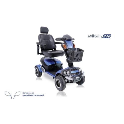 Scooter elettrico smontabile pieghevole, seduta L 46 x P 46 cm. Motore 1100W, velocità max 15 km/h, autonomia oltre 49 km, portata max 180 kg, sedile girevole e ribaltabile, sospensioni e porta USB.