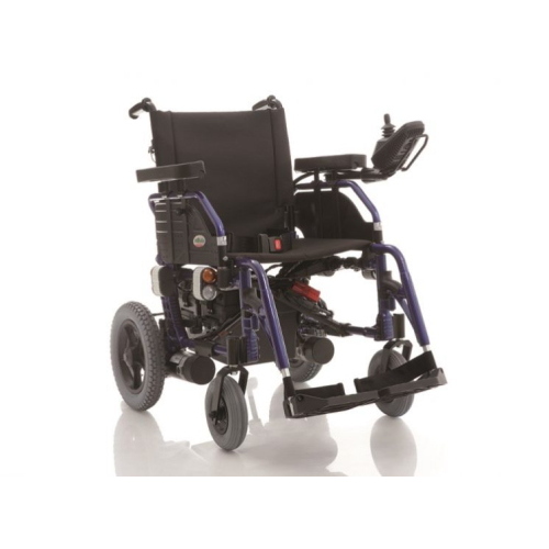 Carrozzina elettrica pieghevole ESCAPE DX, con luci, seduta 46 cm. Motore 2x200W, velocità max 6 km/h, autonomia 32 km, leggera e facilmente trasportabile.