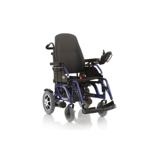 Carrozzina elettrica pieghevole ESCAPE LX, senza luci, seduta 46 cm, schienale reclinabile 90°-110°. Motore 2x200W, velocità max 6 km/h, autonomia 32 km.