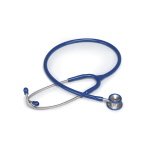 Stetofonendoscopio pediatrico in acciaio inox satinato - doppia testa ruotante per auscultazione di suoni cardiaci, polmonari e vascolari, olive morbide a vite, anello antifreddo, tubo a Y in PVC 60cm, colore nero, latex free