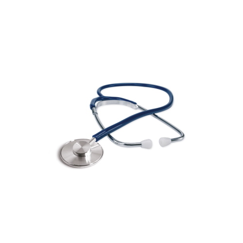 Fonendoscopio a testa piatta in alluminio anodizzato - per auscultazione rapida di suoni cardiaci e polmonari, tubo a Y in PVC monopezzo 60cm, colore grigio, latex free