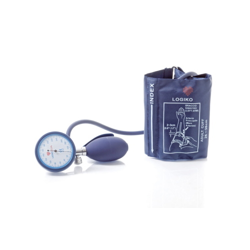 Sfigmomanometro ad aneroide palmare per la misurazione manuale della pressione arteriosa - cassa antiurto, zero flottante, valvola a vite, bracciale in nylon a velcro, latex free