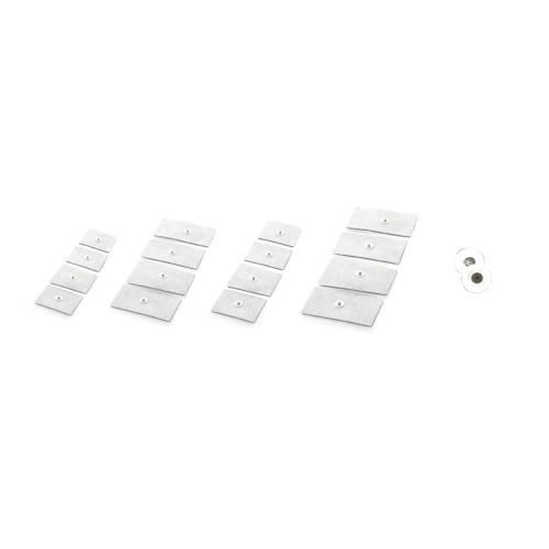 Elettrodi monopaziente pregellati autoadesivi in tessuto conduttivo, 35 x 45 mm, attacco a clip, riutilizzabili sullo stesso paziente, confezione da 4 pezzi.