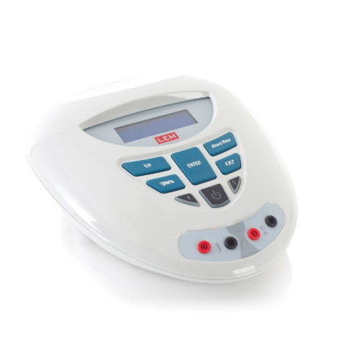 Ionoderm, apparecchio per ionoforesi e trattamenti galvanici a 2 canali, 6 programmi preimpostati, parametri selezionabili, corrente massima 20 mA per canale e tempo di trattamento da 1 a 60 minuti.