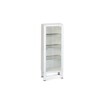 Armadio per medicinali e strumenti in lamiera di acciaio verniciato a polveri, per studi medici e ambulatori, 1 anta in vetro temperato con serratura e guarnizione in gomma, 3 ripiani in acciaio inox regolabili, dim. 53x36x144 cm