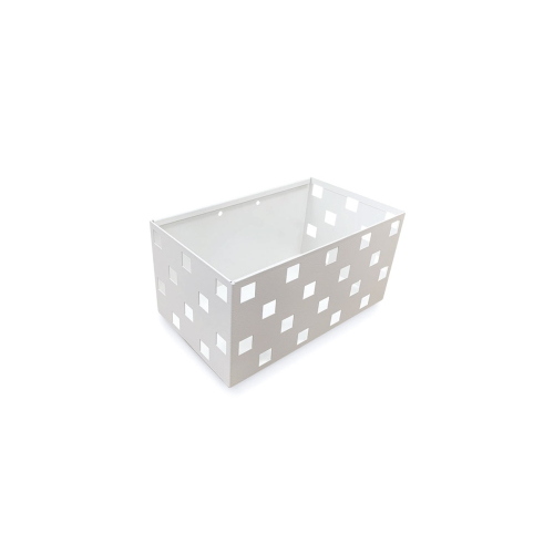 Cestello optional in lamiera verniciata bianca RAL9010 per carrello componibile EOLO, montabile sulla colonna a qualsiasi altezza, per il contenimento di piccoli materiali e strumenti durante l'attività assistenziale