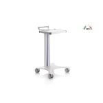 Carrello polifunzionale componibile EOLO monocolonna h 80 cm, ripiano 35x40 cm, base laser, sistema modulare personalizzabile con accessori optional, ruote antistatiche Ø 7,5 cm con freno, per il trasporto di materiali in ospedali e ambulatori