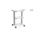 Carrello polifunzionale componibile EOLO a 2 colonne h 80 cm, 2 ripiani 35x40 cm, base laser, sistema modulare personalizzabile con accessori optional, ruote antistatiche Ø 7,5 cm con freno, per il trasporto di materiali in ospedali e ambulatori