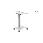 Carrello polifunzionale componibile EOLO monocolonna h 80 cm, ripiano 35x40 cm, base saldata, sistema modulare personalizzabile con accessori optional, ruote antistatiche Ø 7,5 cm con freno, per il trasporto di materiali in ospedali e ambulatori
