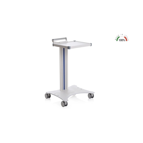 Carrello polifunzionale componibile EOLO monocolonna h 80 cm, ripiano 35x40 cm, base saldata, sistema modulare personalizzabile con accessori optional, ruote antistatiche Ø 7,5 cm con freno, per il trasporto di materiali in ospedali e ambulatori