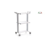Carrello polifunzionale componibile EOLO a 2 colonne h 100 cm, 2 ripiani 40x50 cm, base laser, sistema modulare personalizzabile con accessori optional, ruote antistatiche Ø 7,5 cm con freno, per il trasporto di materiali in ospedali e ambulatori