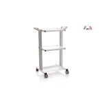 Carrello polifunzionale componibile EOLO a 2 colonne h 102 cm, 2 ripiani 40x50 cm, base saldata, sistema modulare personalizzabile con accessori optional, ruote antistatiche Ø 7,5 cm con freno, per il trasporto di materiali in ospedali e ambulatori