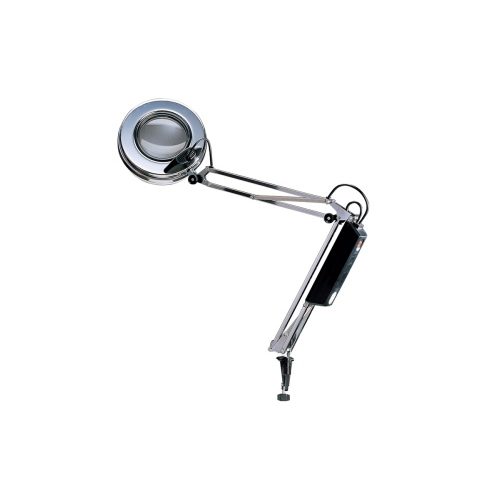 Lampada con lente biconvessa circolare 3dt e lampadina fluorescente fredda 22W, braccio corto, senza stativo, per l'esame ravvicinato di dettagli durante visite mediche in ambulatori e studi medici, schermo frangiluce, presa Schuko