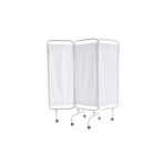 Paravento mobile in acciaio verniciato a 3 ante per la privacy del paziente in studi medici, ambulatori e corsie, tendine in PVC lavabile e autoestinguente, ruote Ø 50 mm centrali con freno, dim. complessive 160 x 170 cm, peso 10,5 kg