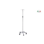 Piantana porta flebo per terapia infusionale con asta e 4 ganci in acciaio Inox, base in alluminio cromato su ruote, altezza regolabile 135-240 cm, portata massima 20 kg, per reparti ospedalieri, ambulatori e assistenza domiciliare