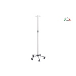 Piantana porta flebo per terapia infusionale con asta e 4 ganci in acciaio Inox, base in acciaio Inox su ruote, altezza regolabile 135-240 cm, portata massima 20 kg, ampia gamma di accessori optional disponibili