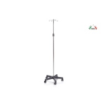 Piantana porta flebo per terapia infusionale con asta e 4 ganci in acciaio Inox, base in polipropilene su ruote, altezza regolabile 135-240 cm, portata massima 20 kg, accessori optional disponibili