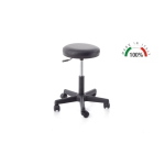 Sgabello girevole blu per personale sanitario, base leggera in polipropilene, elevazione rapida a pistone a gas 14 cm con escursione altezza 42-56 cm, sedile imbottito Ø 32 cm, portata massima 150 kg, per ambulatori
