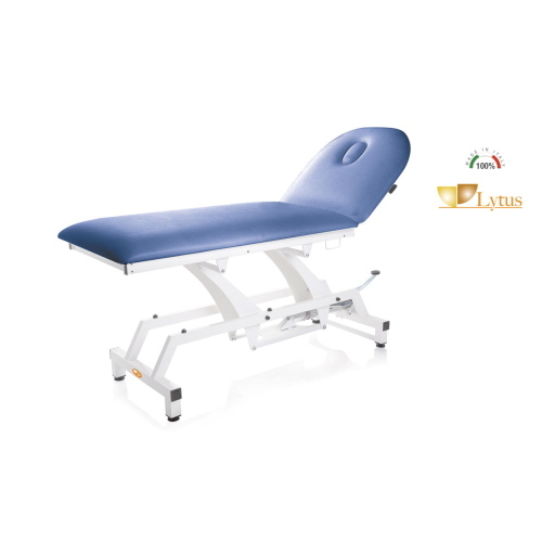 Lettino per visita medica idraulico bianco, piano 80 cm, altezza idraulica, schienale a molla a gas 0-60°, foro facciale, similpelle lavabile, portata 180 kg