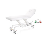 Lettino per visita medica idraulico blu con ruote, piano 68 cm, altezza idraulica, schienale a molla a gas 0-60°, foro facciale, similpelle lavabile, portata 180 kg