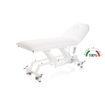 Lettino per visita medica elettrico blu con ruote, piano largo 90 cm, regolazione elettrica altezza/schienale 0-60°, foro facciale, similpelle lavabile, portata 200 kg